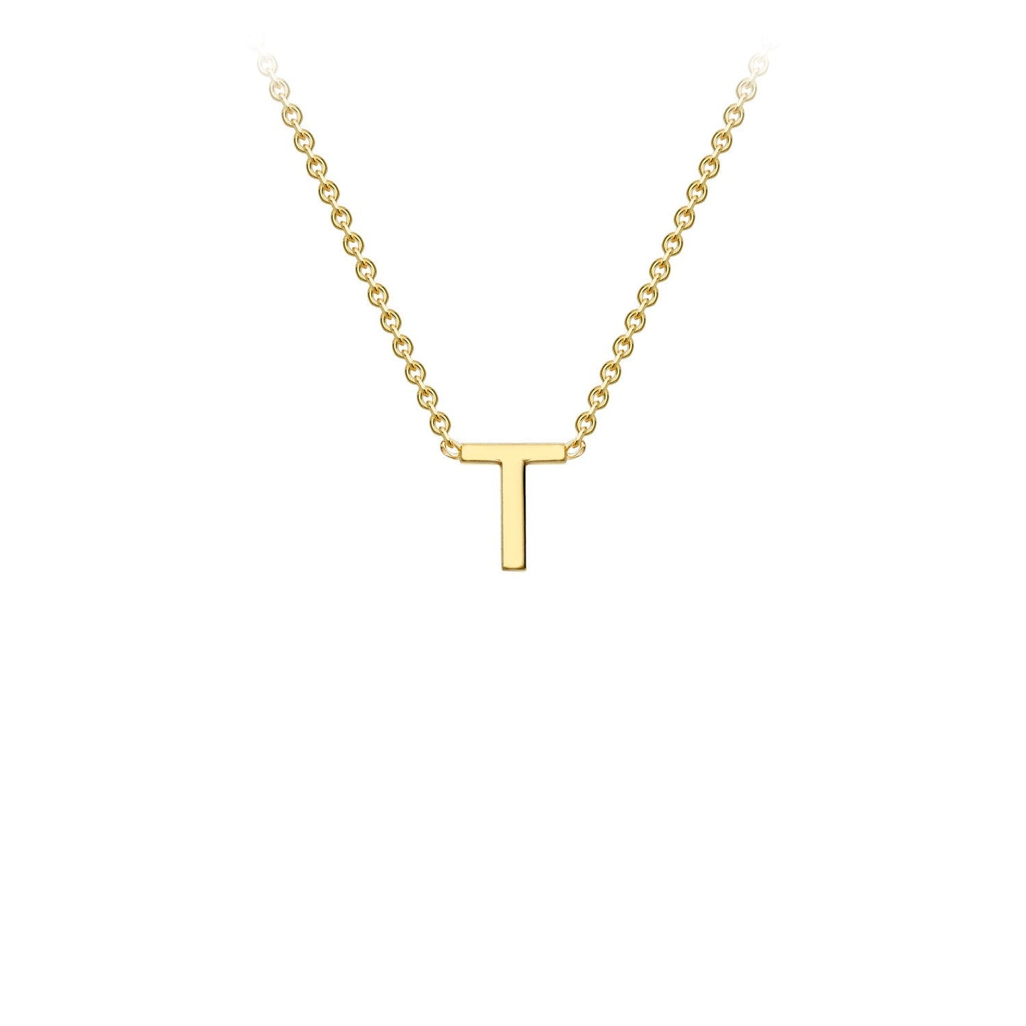 9ct Yellow Gold 'T' Initial Adjustable Letter Necklace 38/43cm