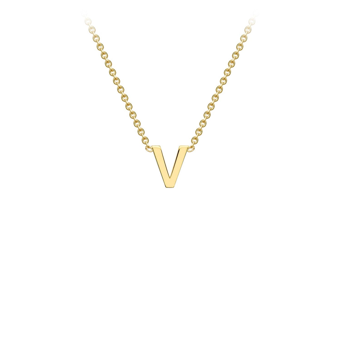 9ct Yellow Gold 'V' Initial Adjustable Letter Necklace 38/43cm