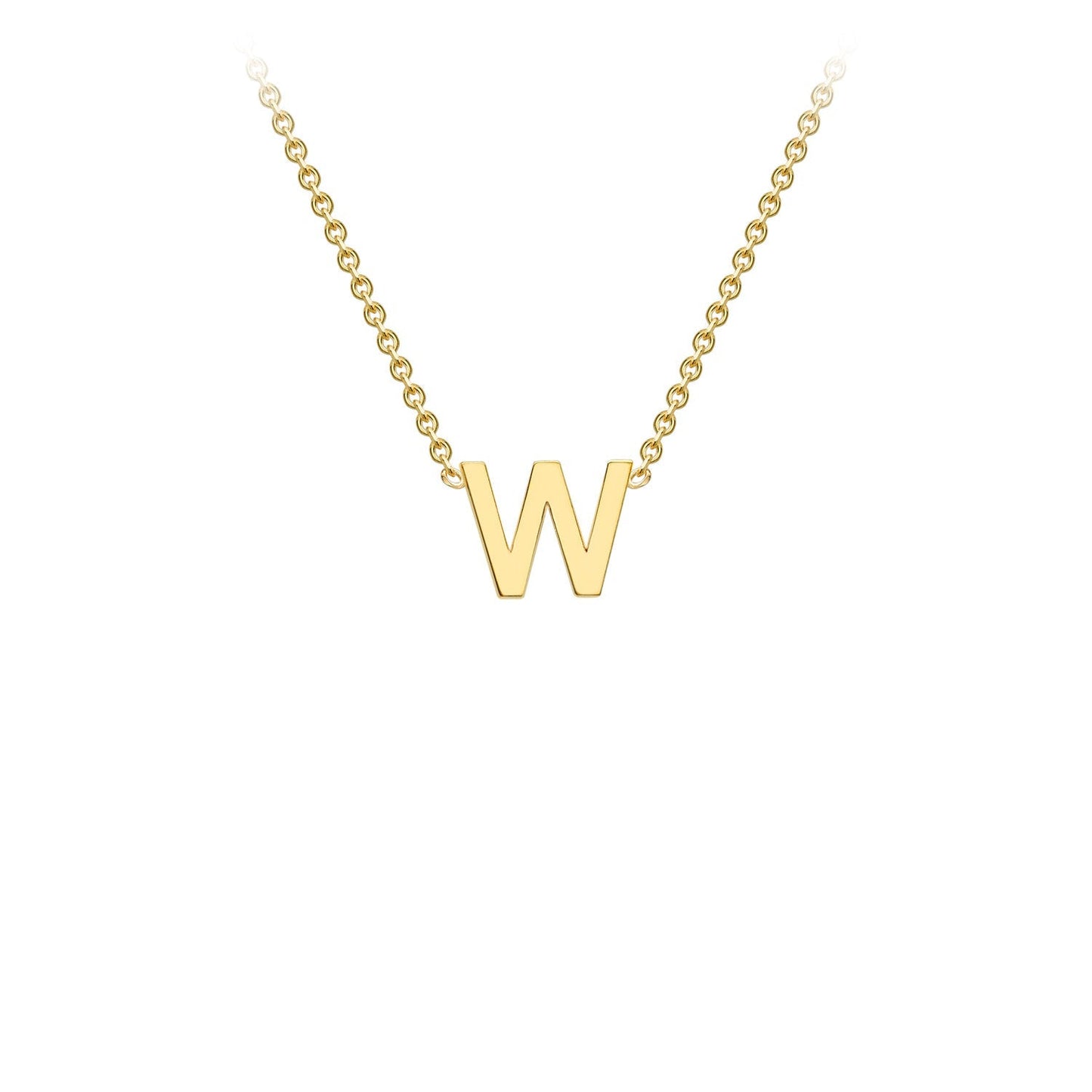 9ct Yellow Gold 'W' Initial Adjustable Letter Necklace 38/43cm