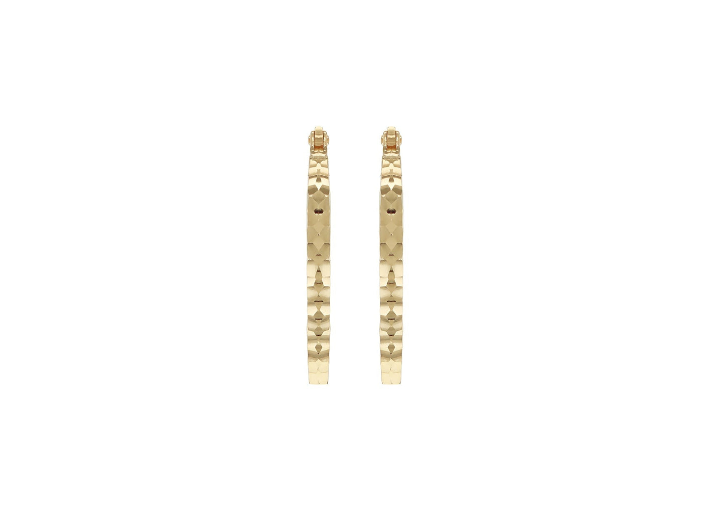 9ct Yellow Gold Hollow Diamond-Cut Med Oval Hoop Earrings