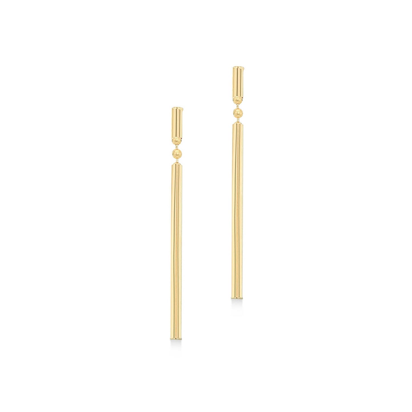 9ct Yellow Gold Round Bar Drop Earrings 41mm