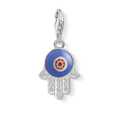 Thomas Sabo Charm Club Blue Glass Hand Of Fatima Charm