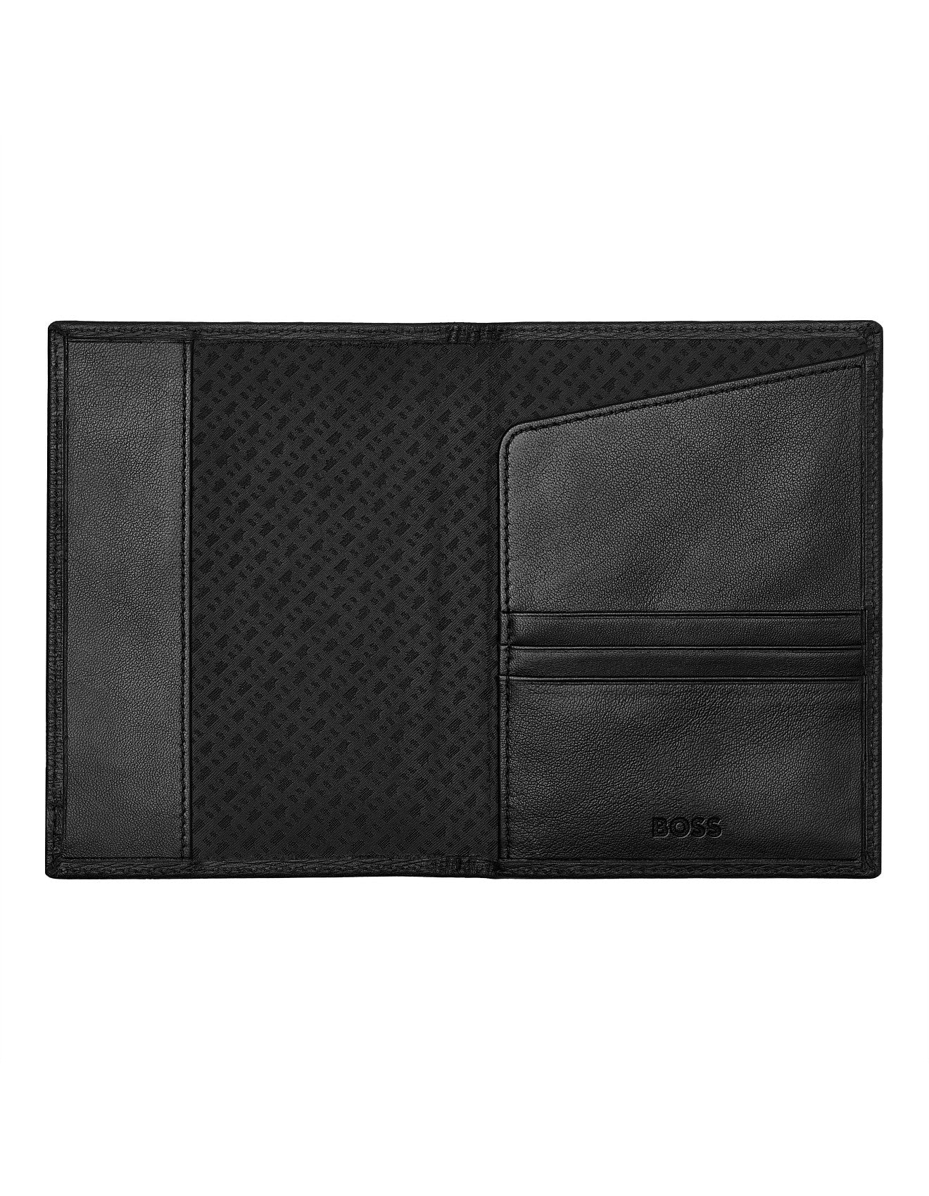 Hugo Boss Iconic Leather Passport Holder Black