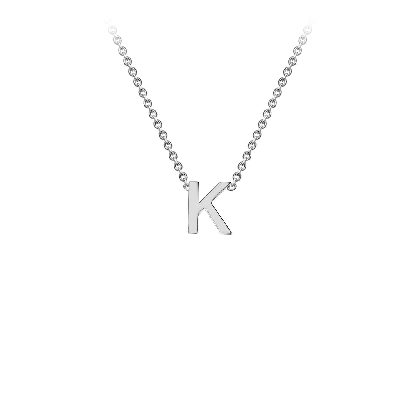 9ct White Gold 'K' Initial Adjustable Letter Necklace 38/43cm