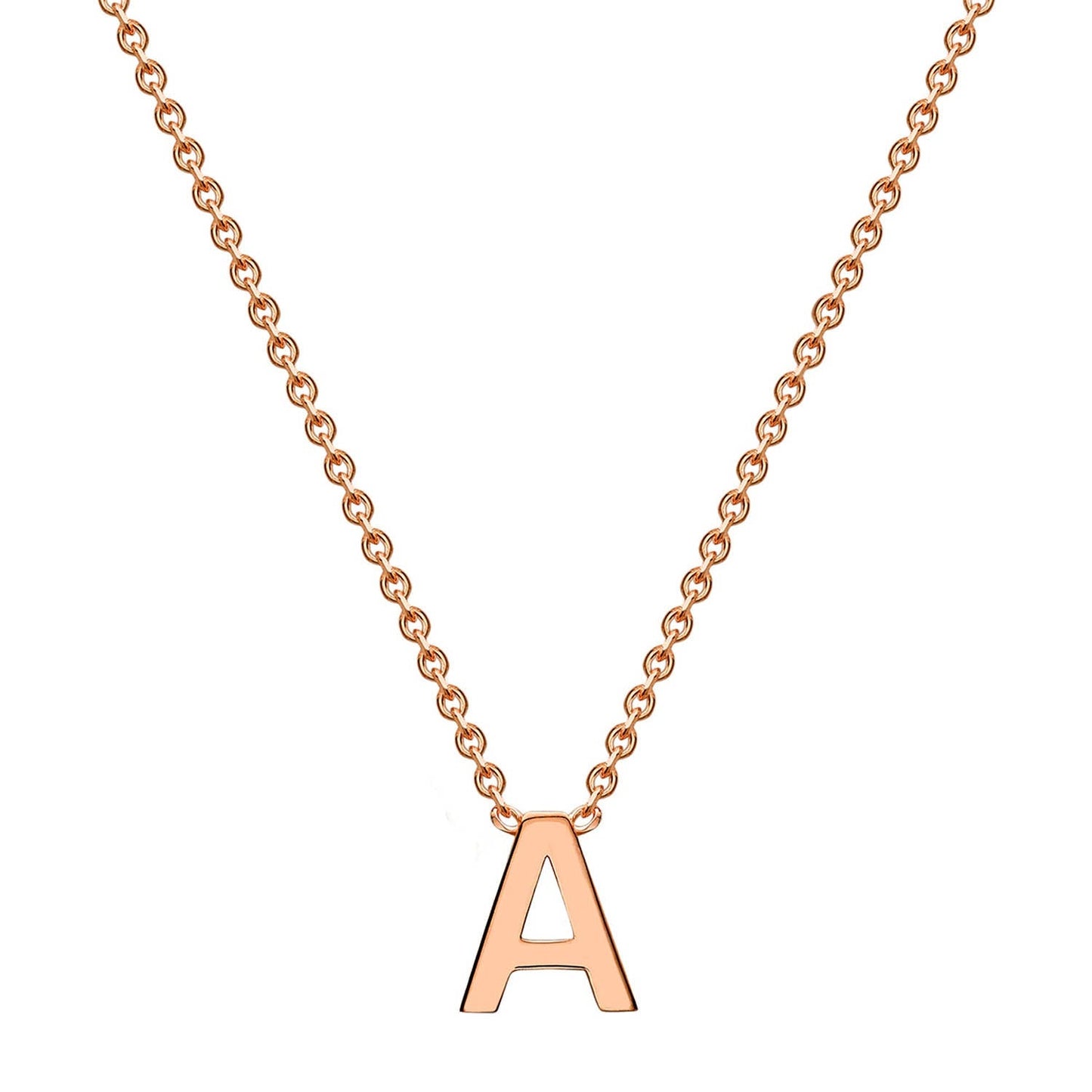 9ct Rose Gold 'A' Initial Adjustable Letter Necklace 38/43cm