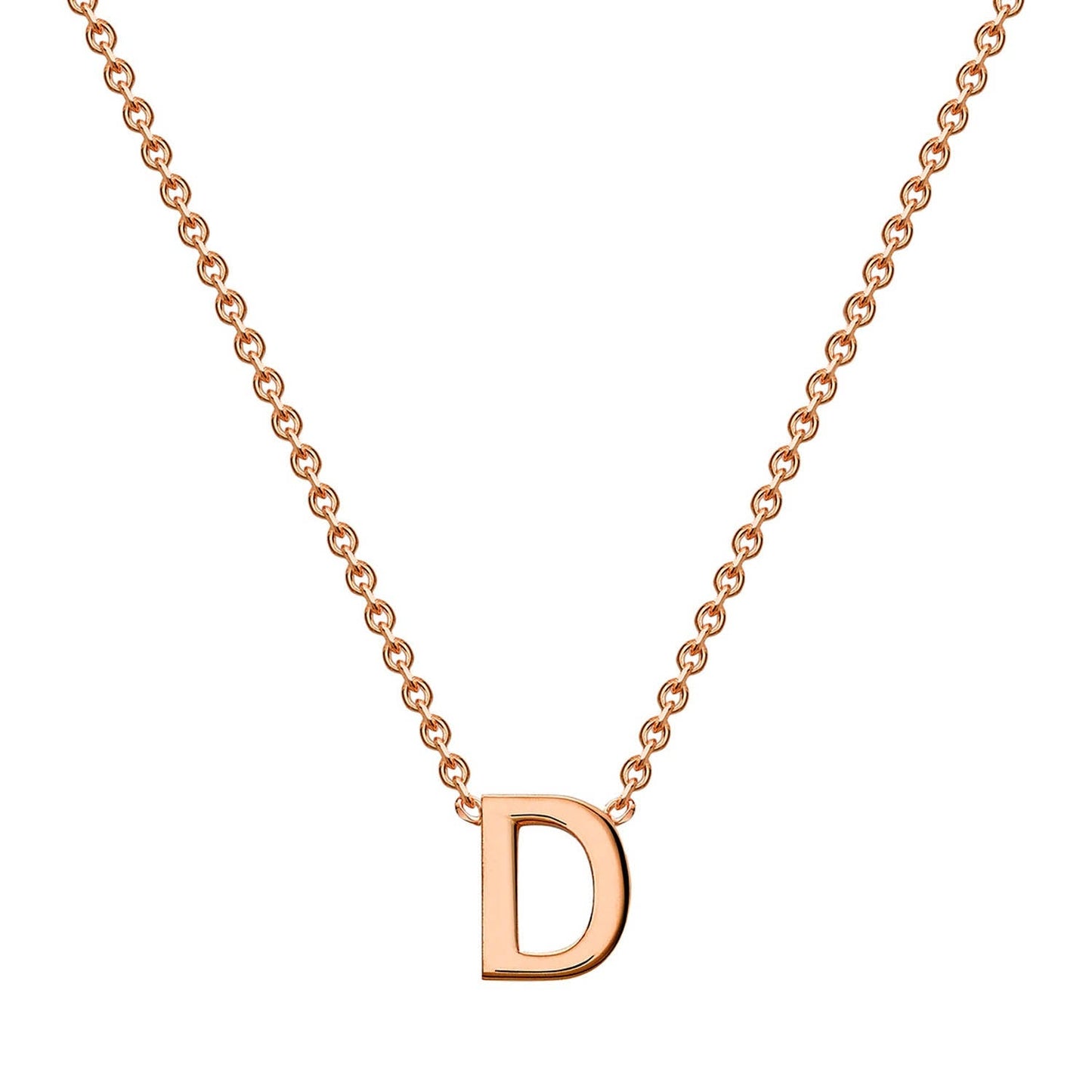9ct Rose Gold 'D' Initial Adjustable Letter Necklace 38/43cm