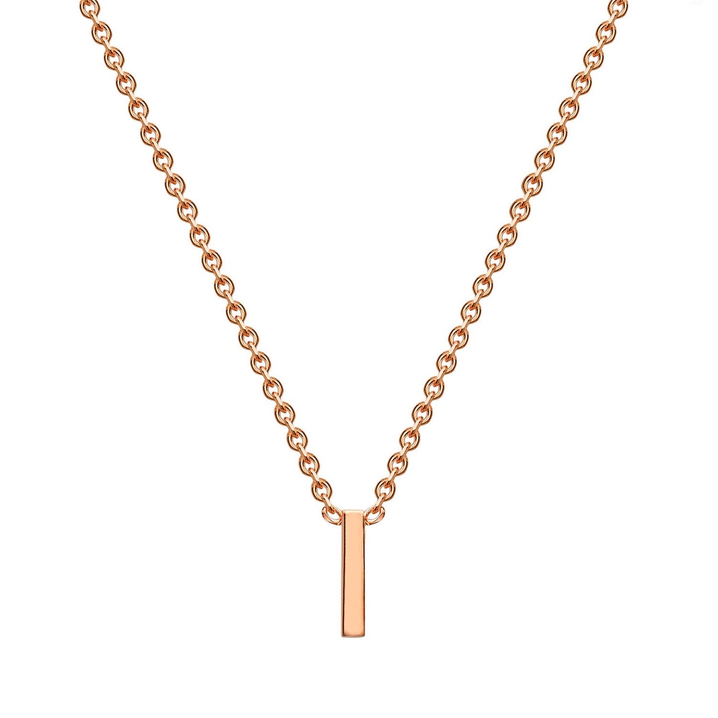 9ct Rose Gold 'I' Initial Adjustable Letter Necklace 38/43cm