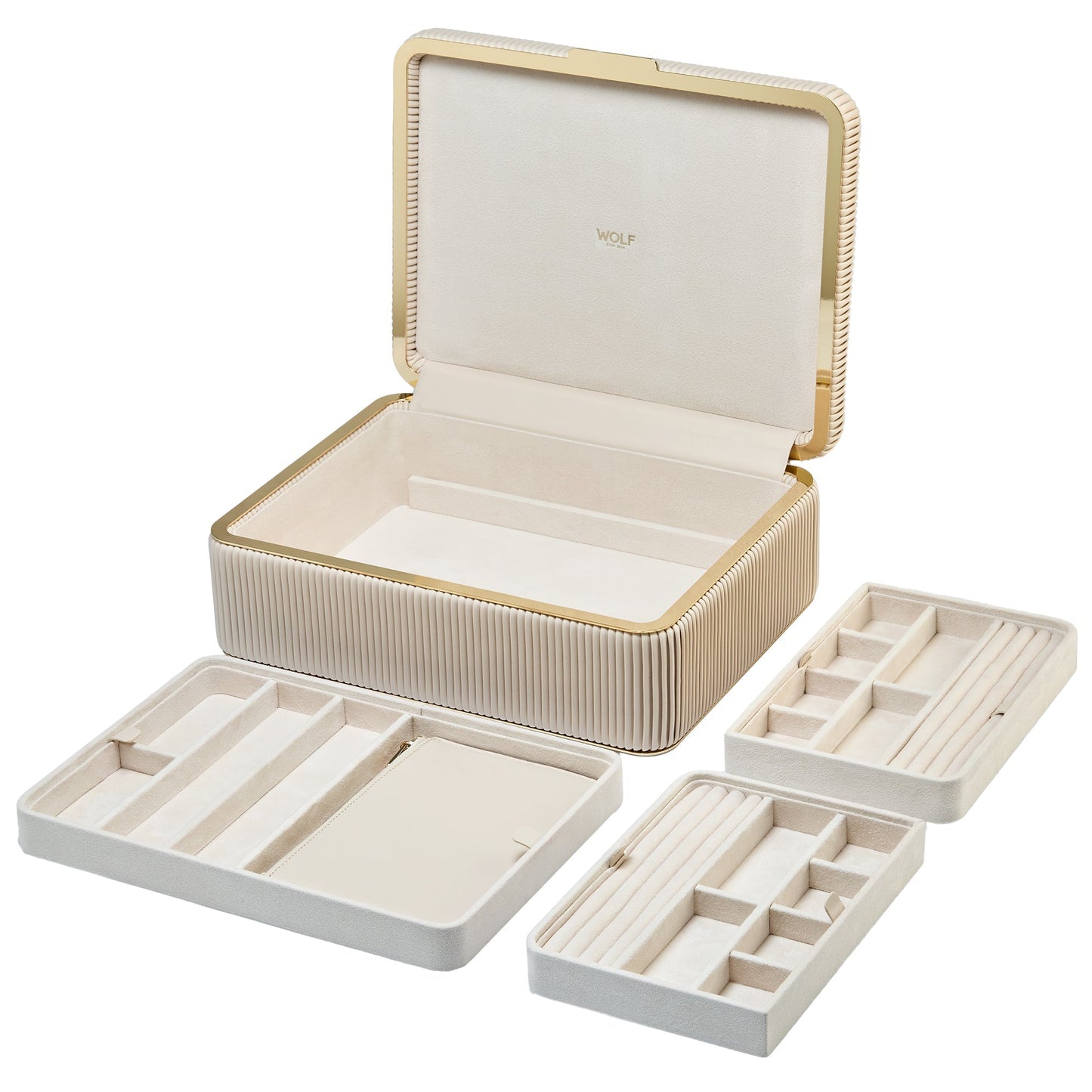 Wolf Bella Large Jewellery Box Bone