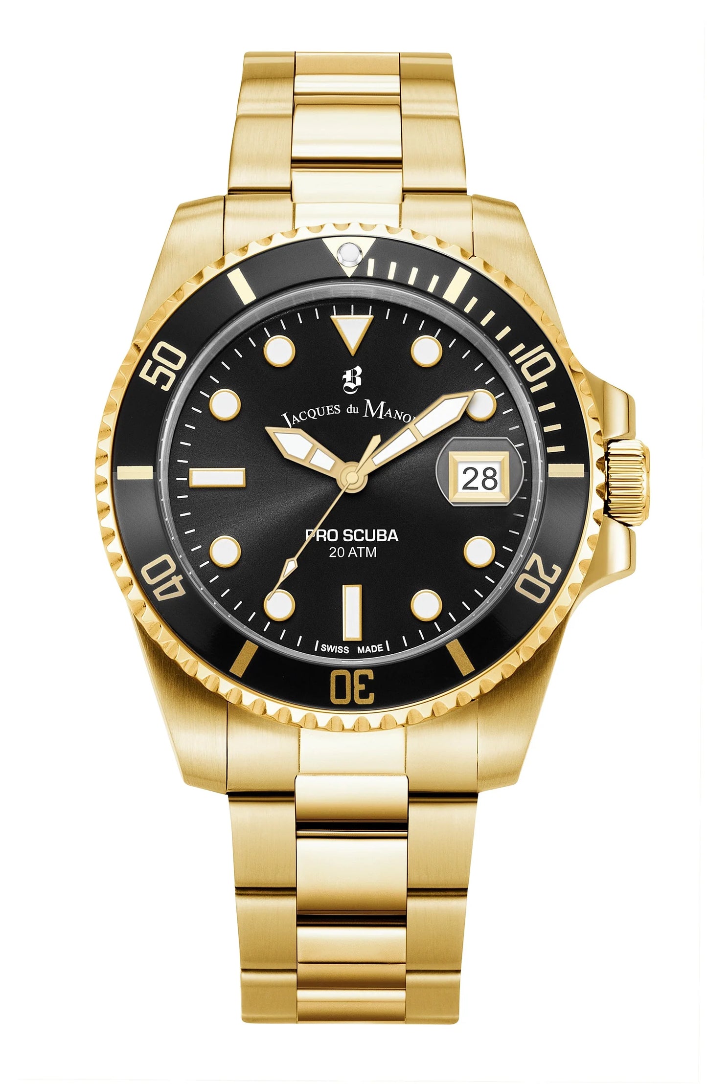 Jacques Du Manoir Swiss-Made Pro Scuba 43 Gold and Black Watch