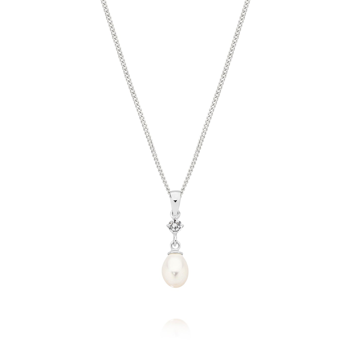 Silver Freshwater Pearl and cubic zirconia Pendant