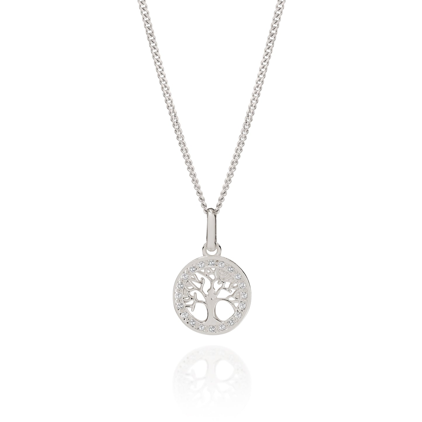 Silver stone set tree of life pendant