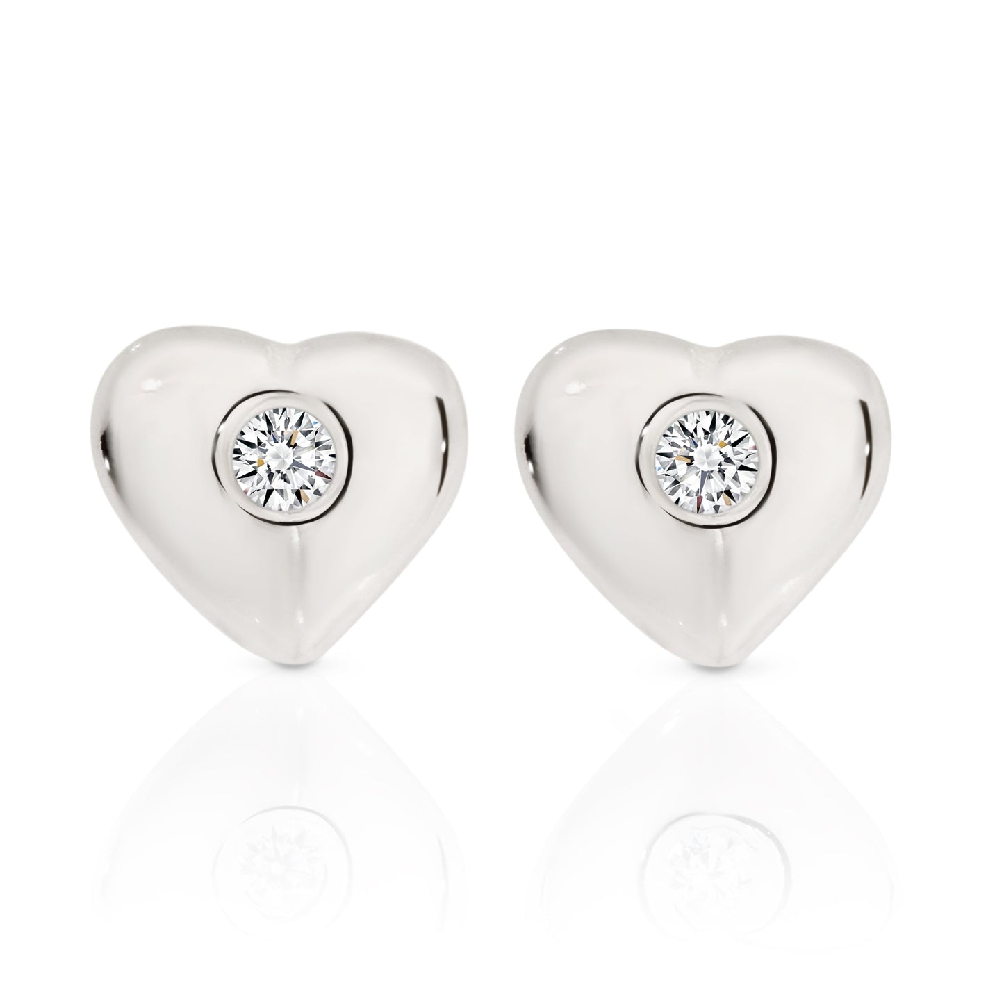 Silver cubic zirconia heart studs