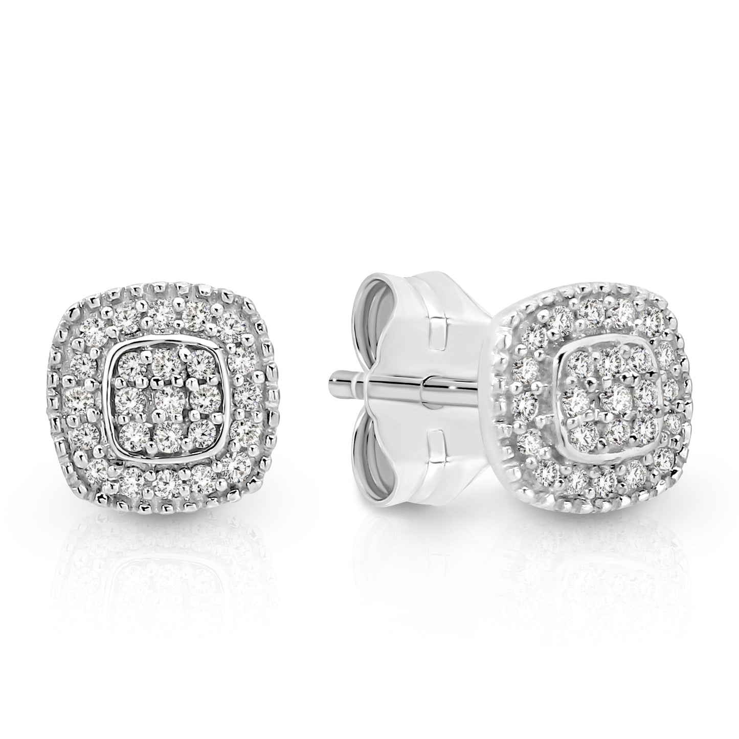 9ct white gold halo studs