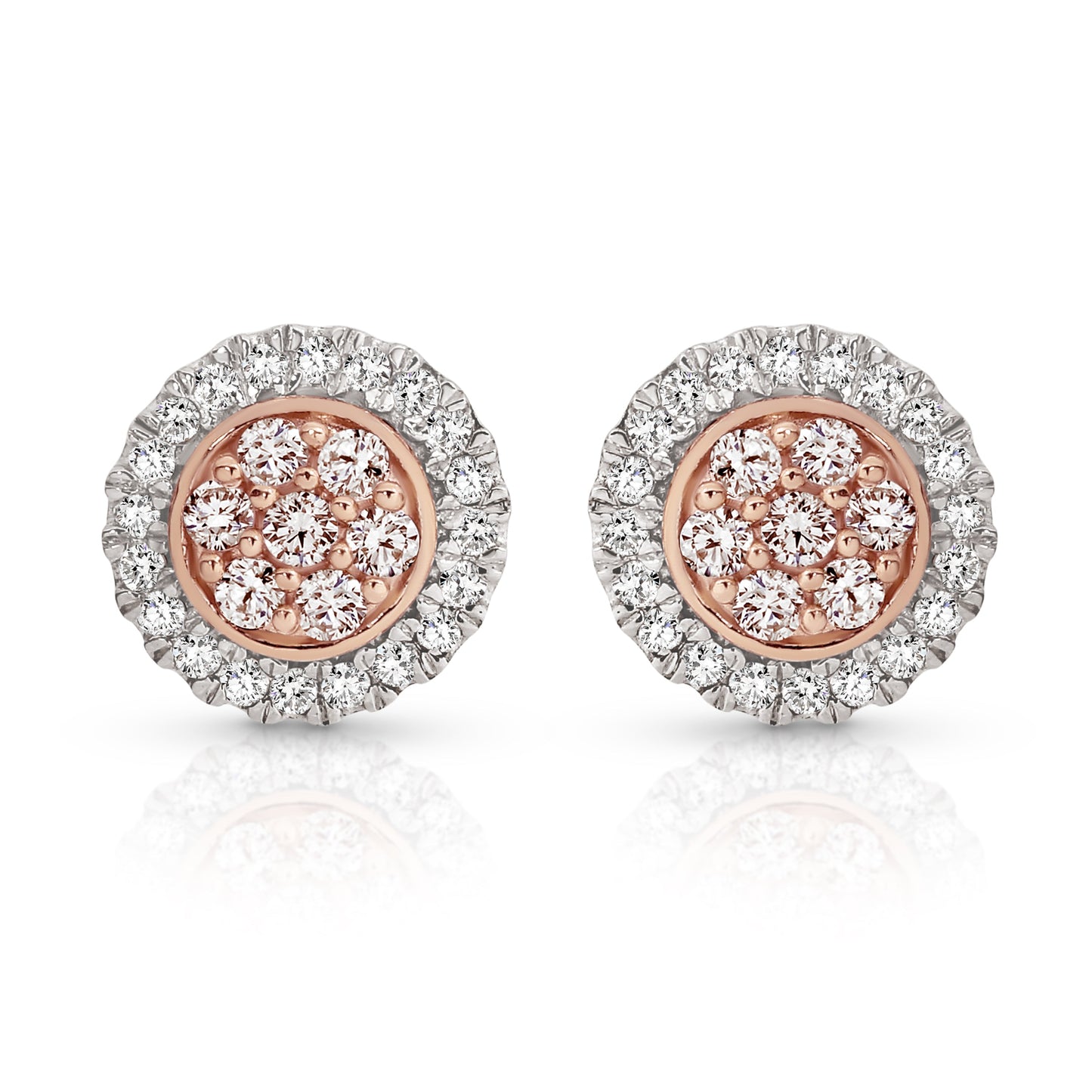 9ct white gold 0.25ct Australian pink diamond earrings