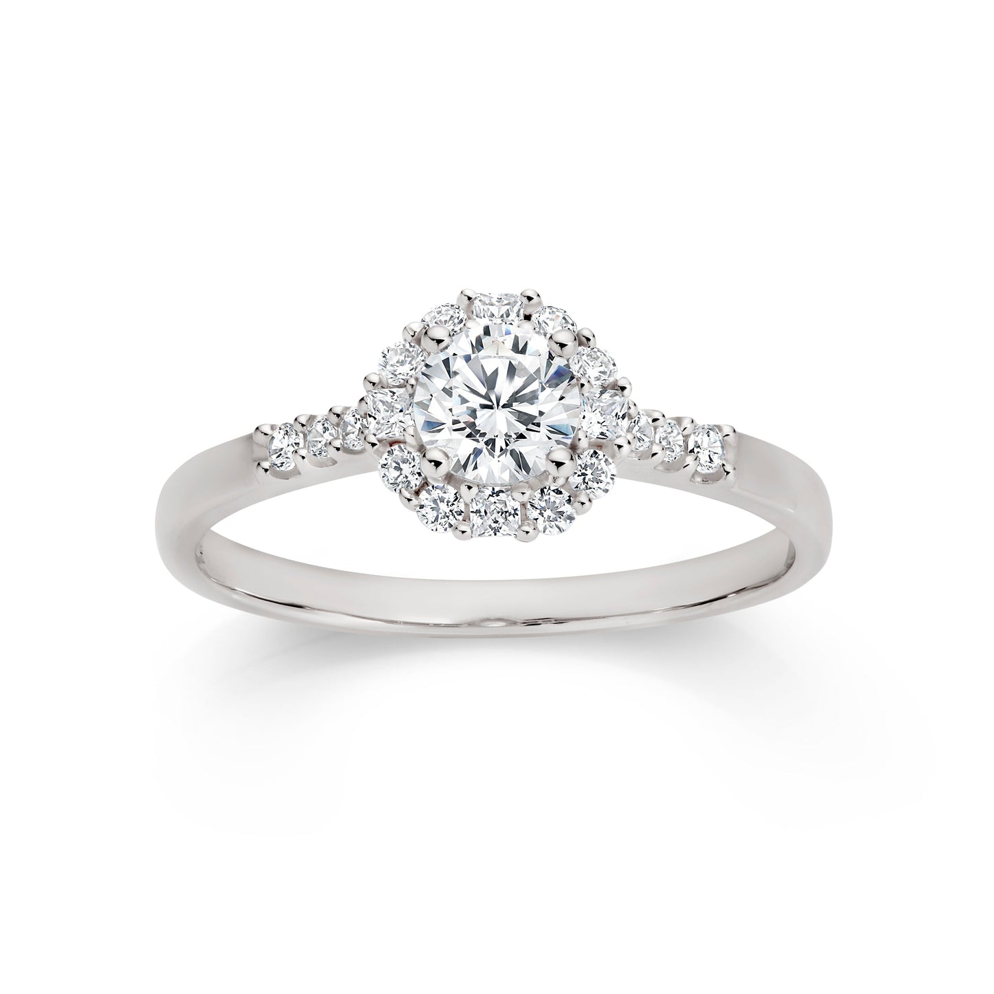 9ct white gold stone set ring