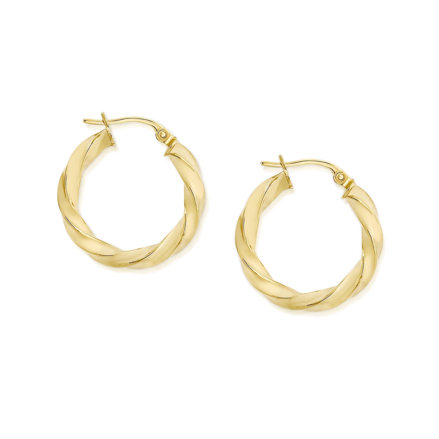 9ct gold ribbon twist hoops 15mm
