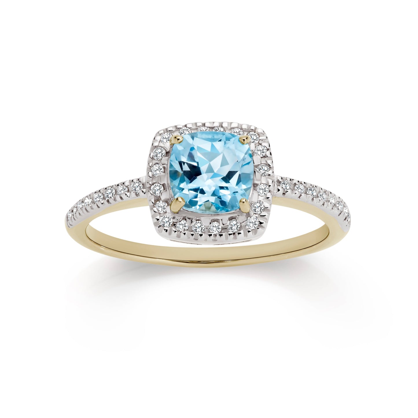 9ct blue topaz & diamond ring