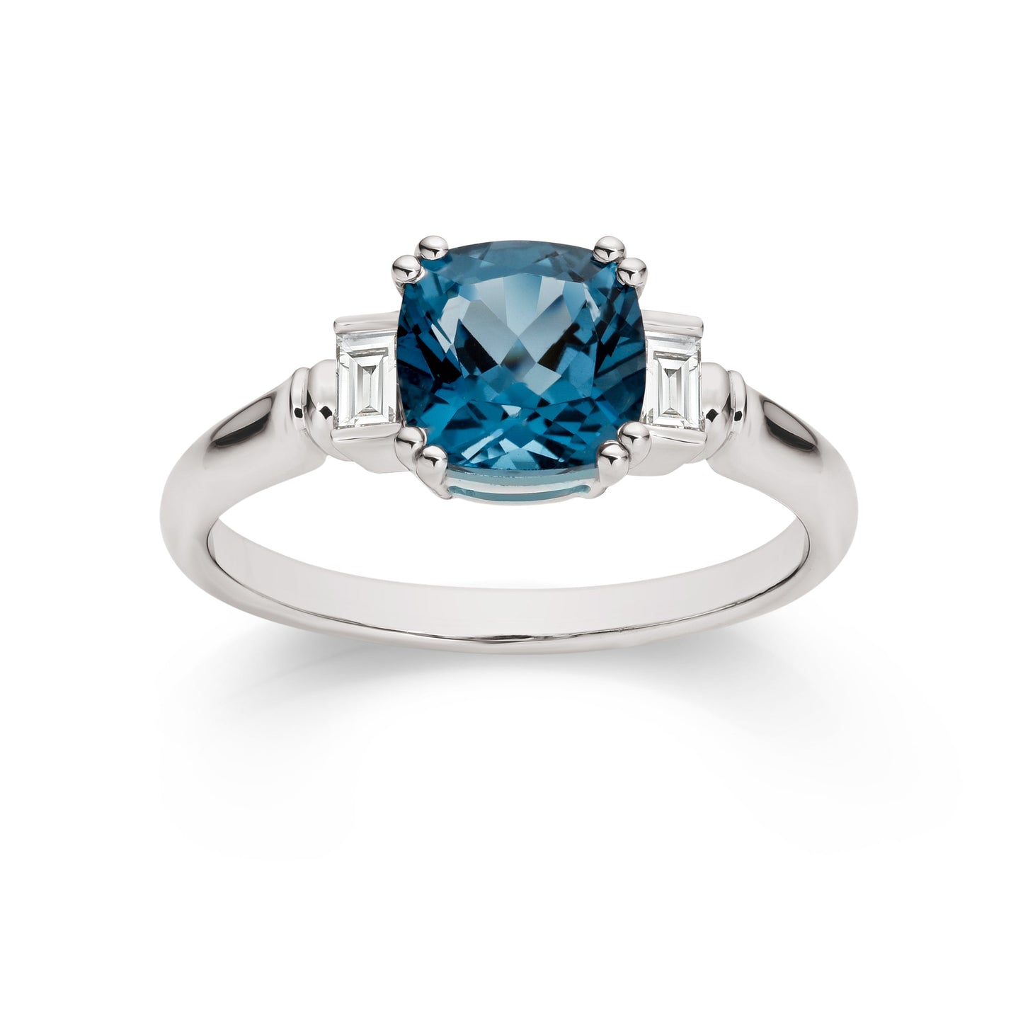 9ct white gold london blue topaz & diamond ring