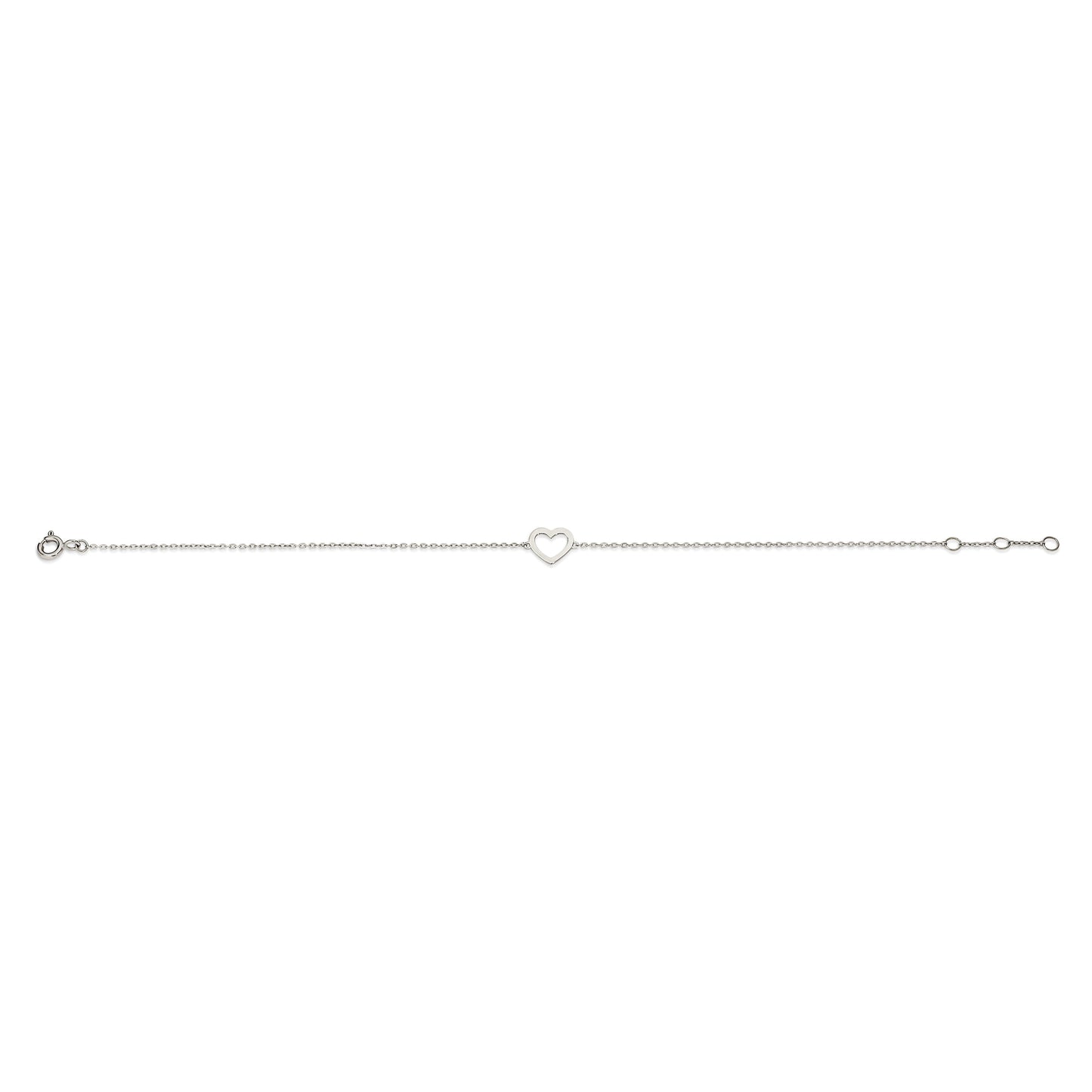 9ct white gold heart bracelet