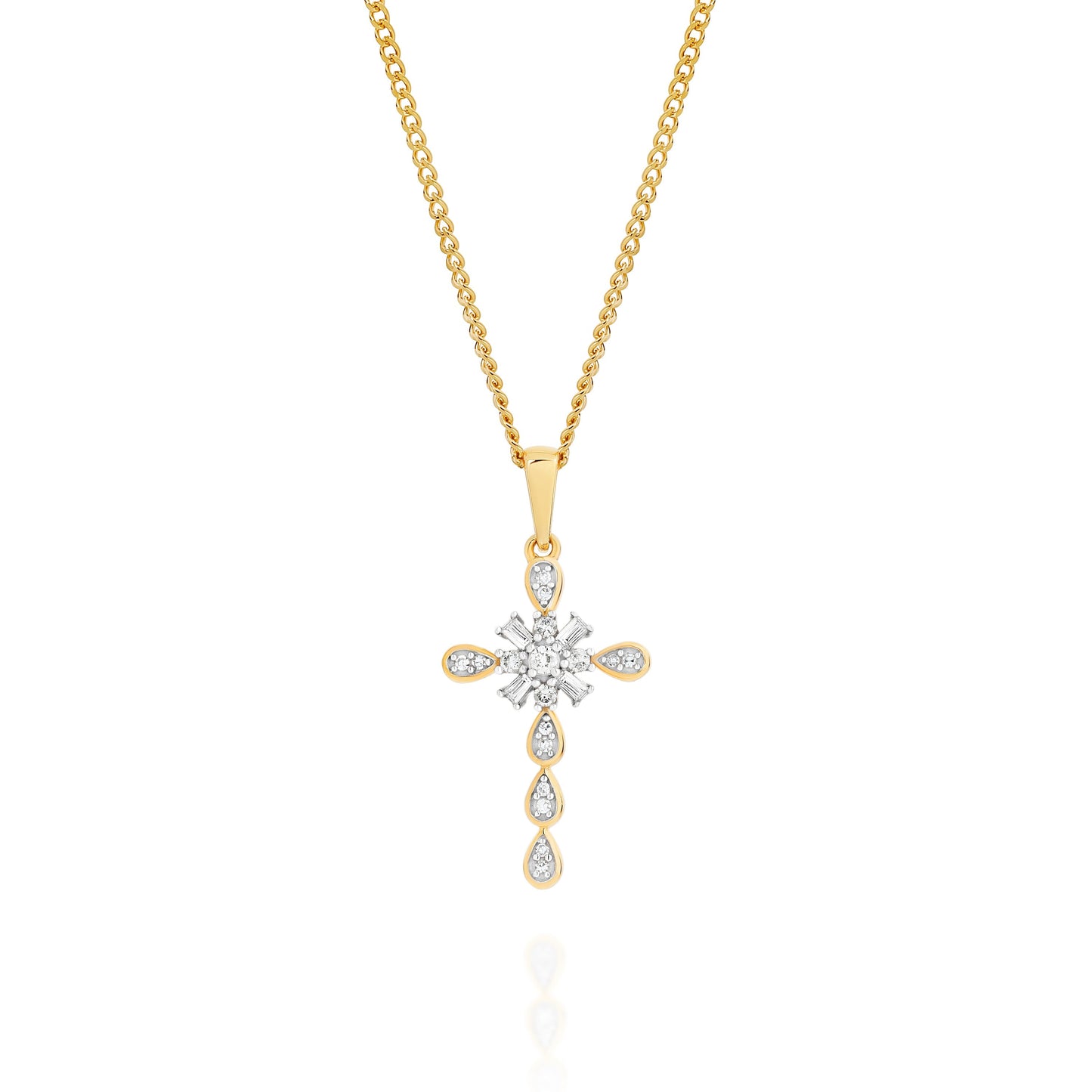 9ct 0.15ct diamond fancy cross pendant