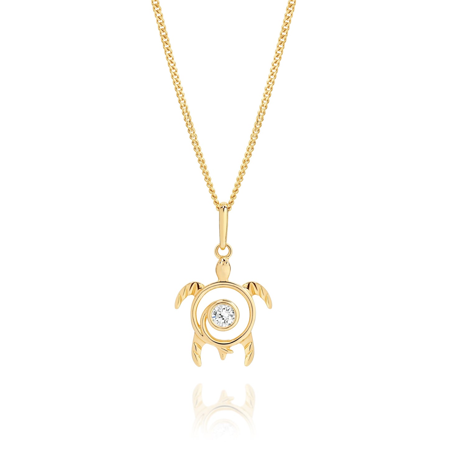 9ct cubic zirconia sea turtle pendant