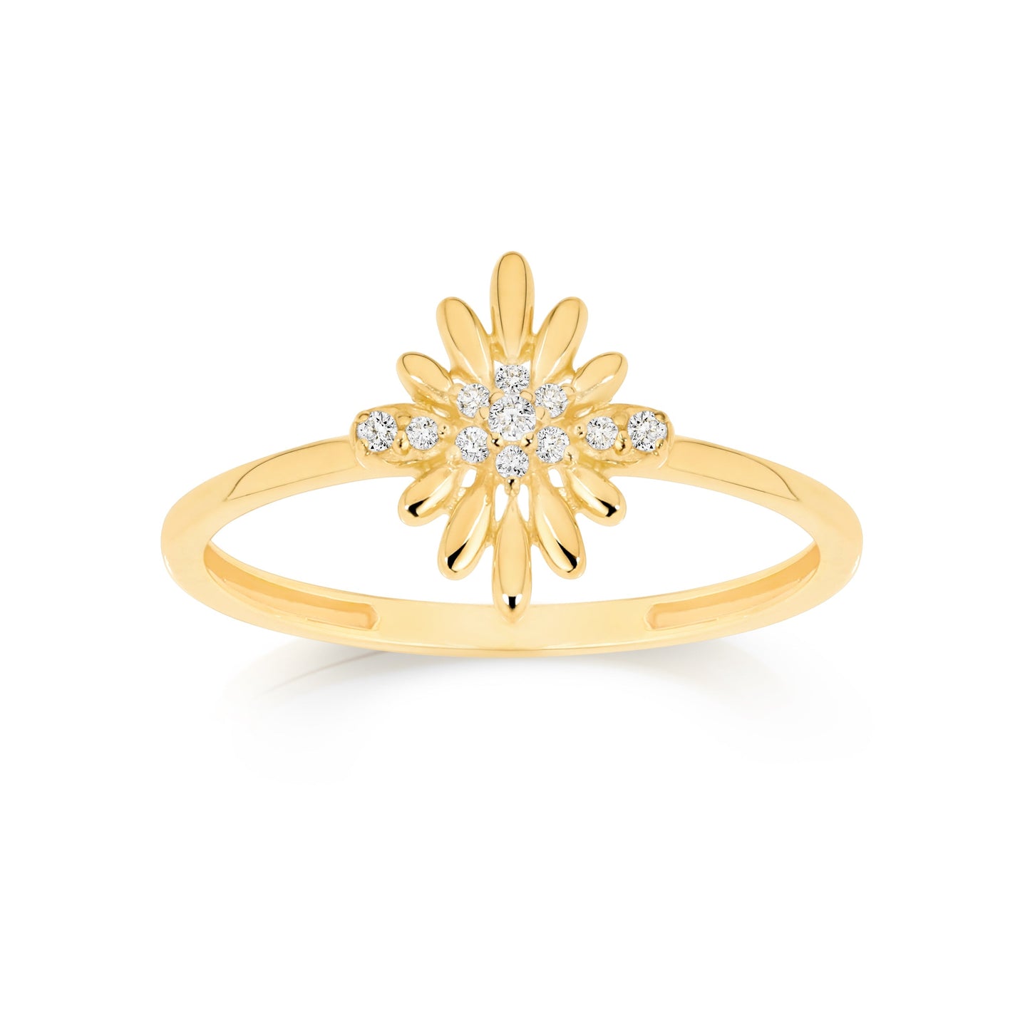 9ct cubic zirconia polished petal ring