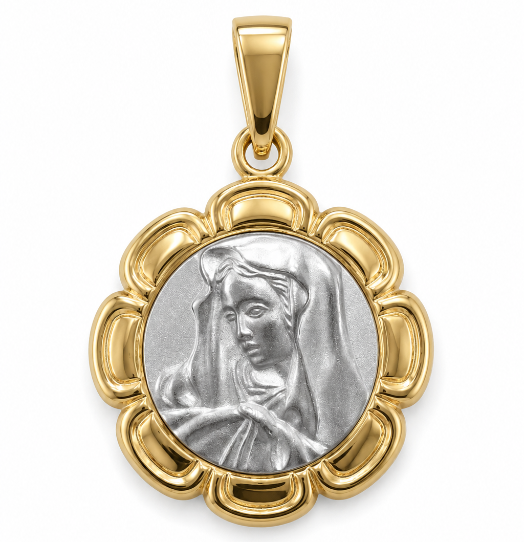 18ct Two-Tone Gold Mary Medal