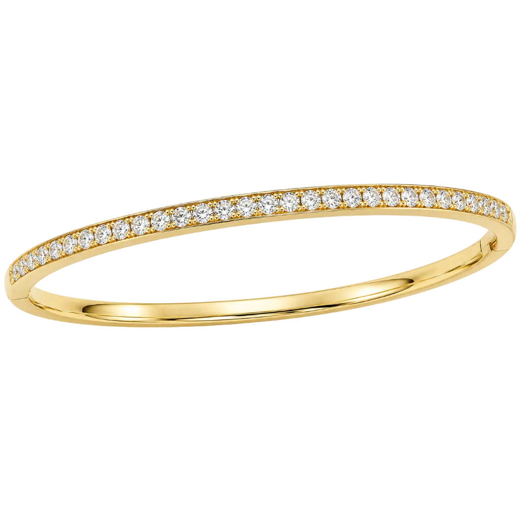 18ct Yellow Gold Natural Diamond Pave Set Bangle 34RD=1.02ct
