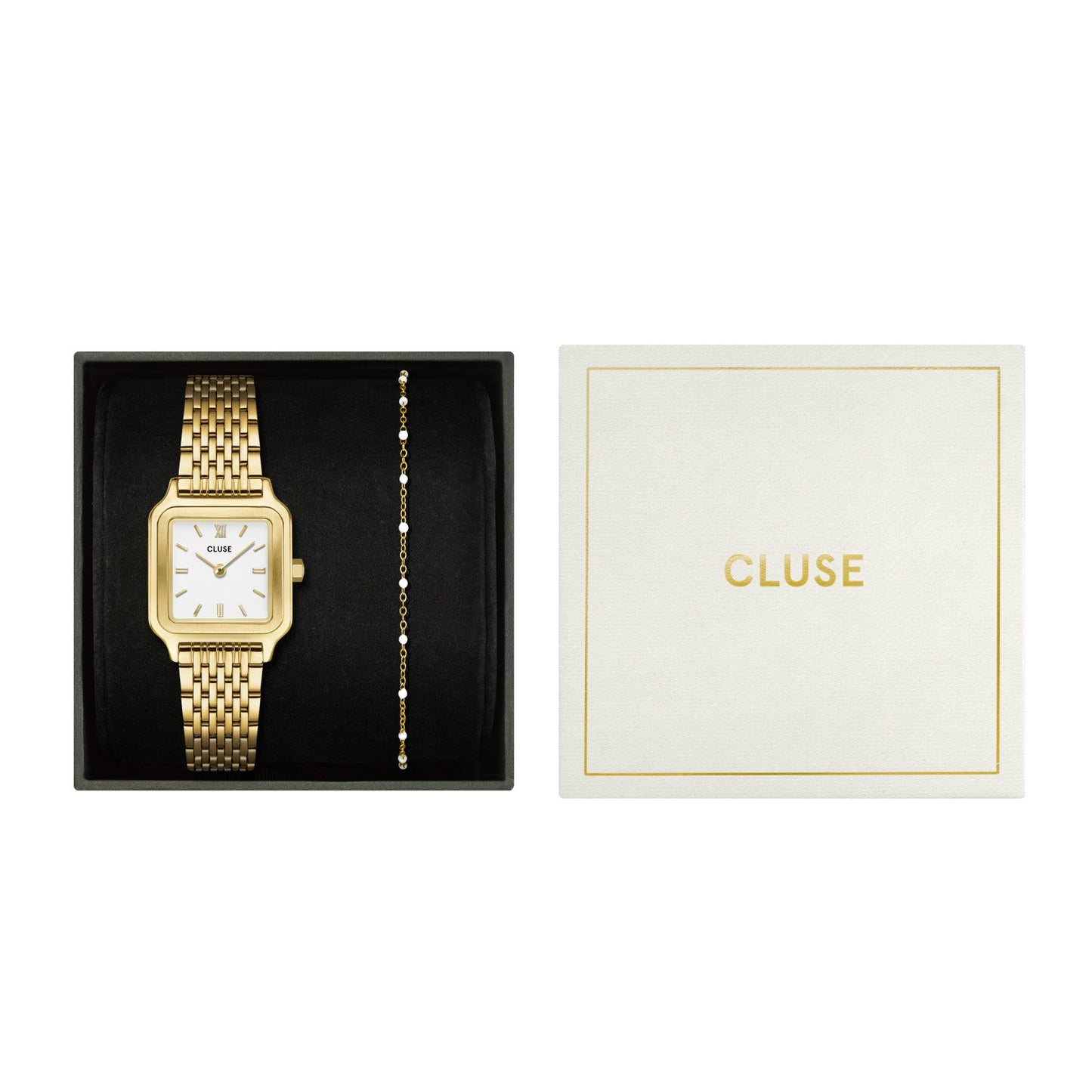 CLUSE Gracieuse Petite Gold Link & White Epoxy Bracelet Gift Set