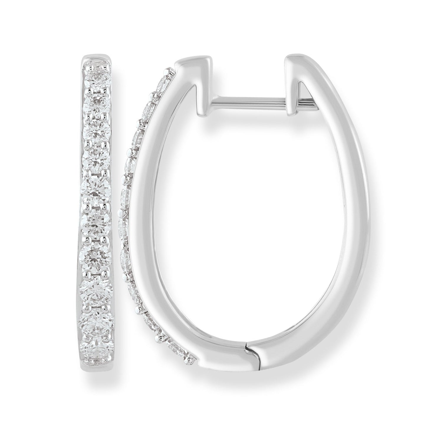Huggie Earrings with 0.75ct Diamonds in 9ct White Gold
