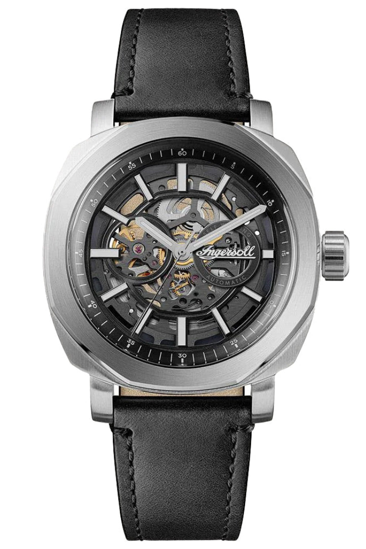 The Outrider Skeleton Black Leather Band - Ingersoll