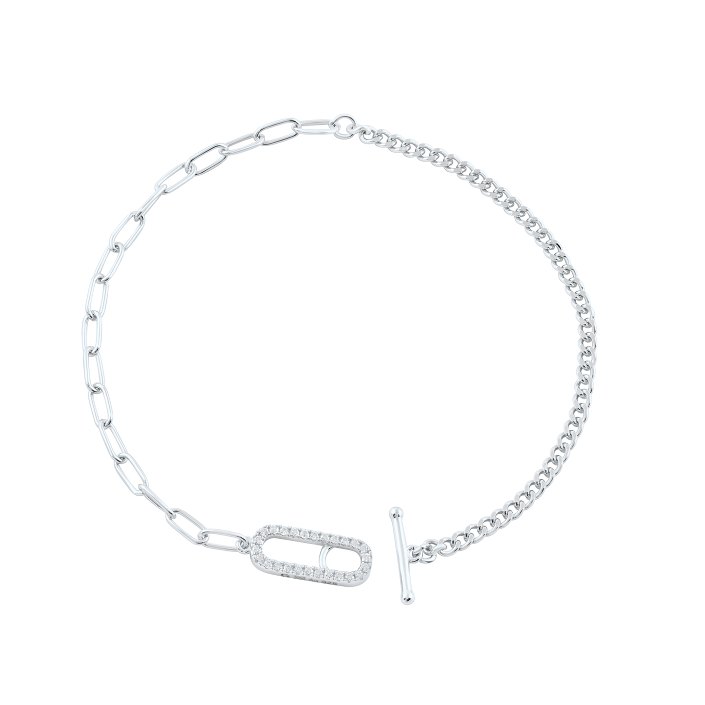 Georgini Alchemy Paperclip Curb Fob Bracelet Silver