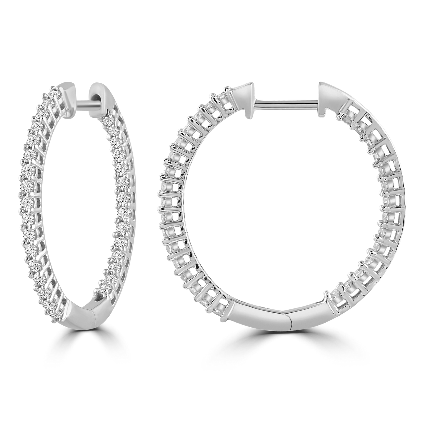 Inside Out Hoops with 0.25ct Diamonds in 9ct White Gold