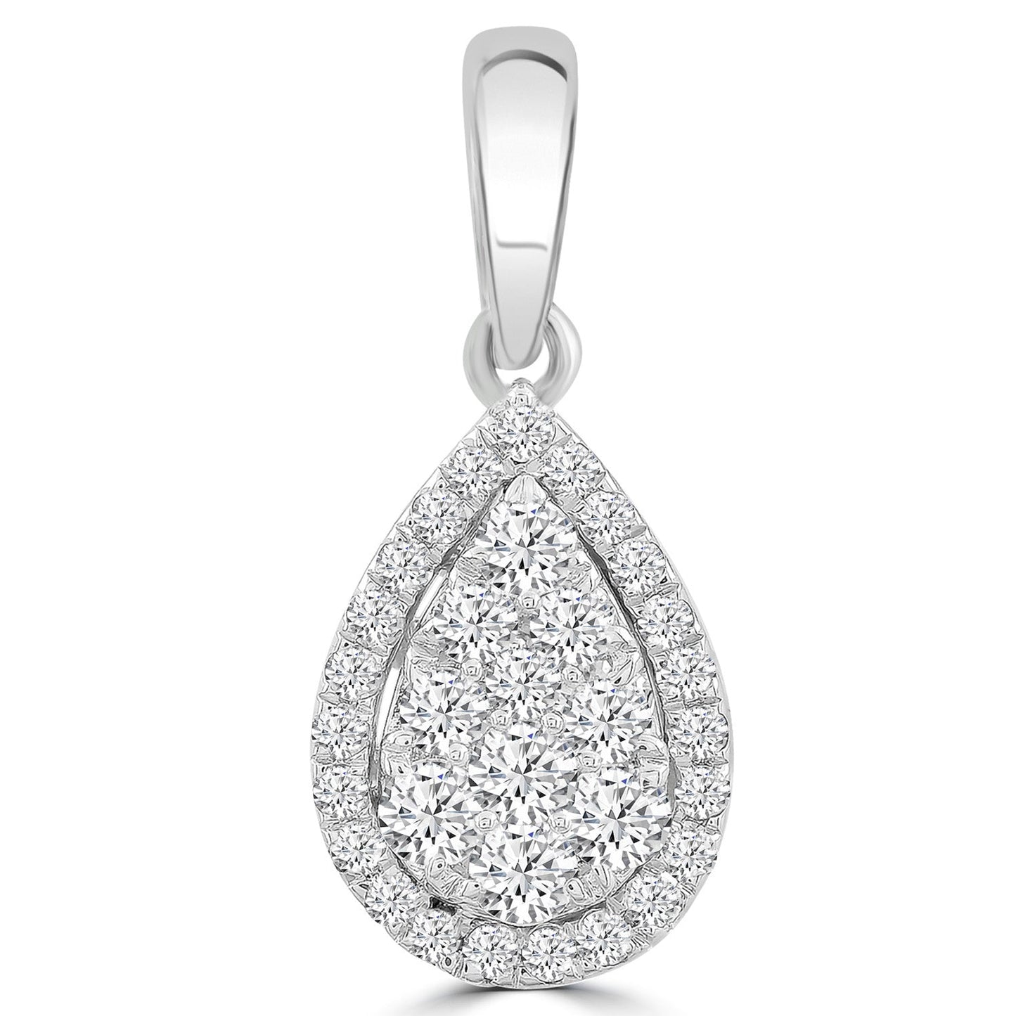 Pear Pendant with 0.25ct Diamonds in 9ct White Gold
