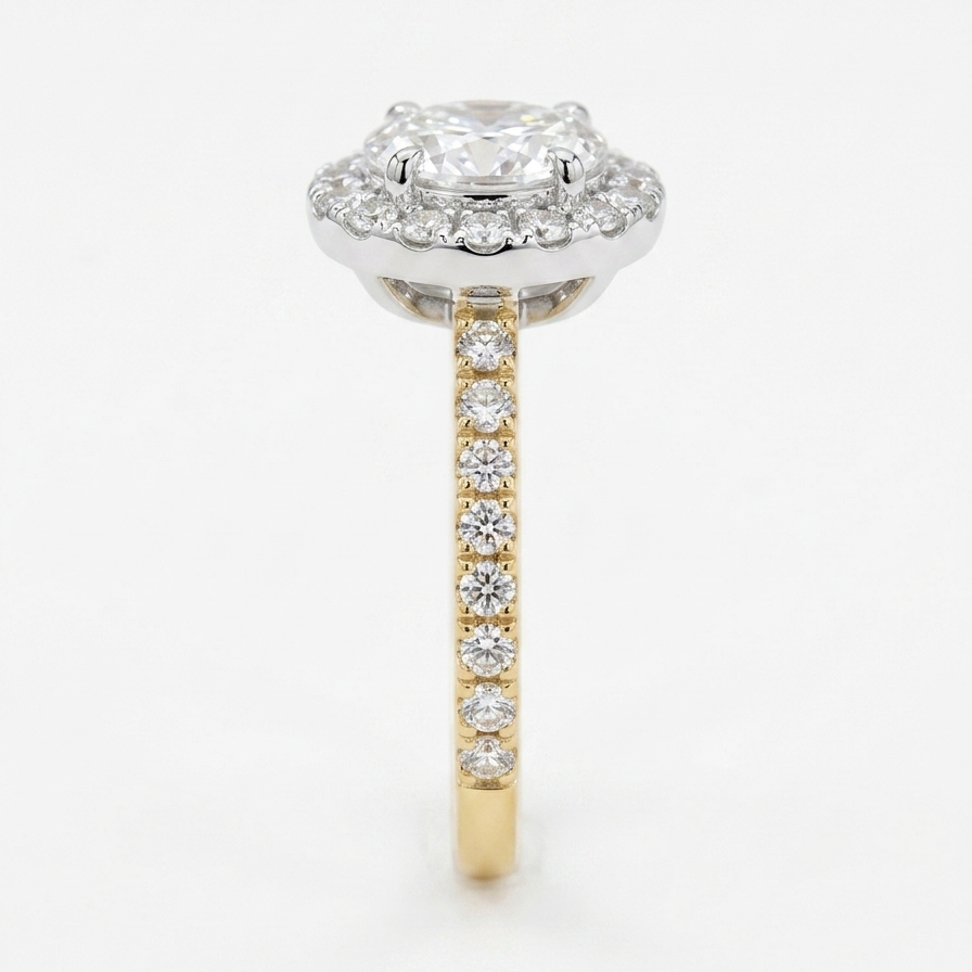 18ct Two-Tone Gold Oval Diamond Engagement Ring