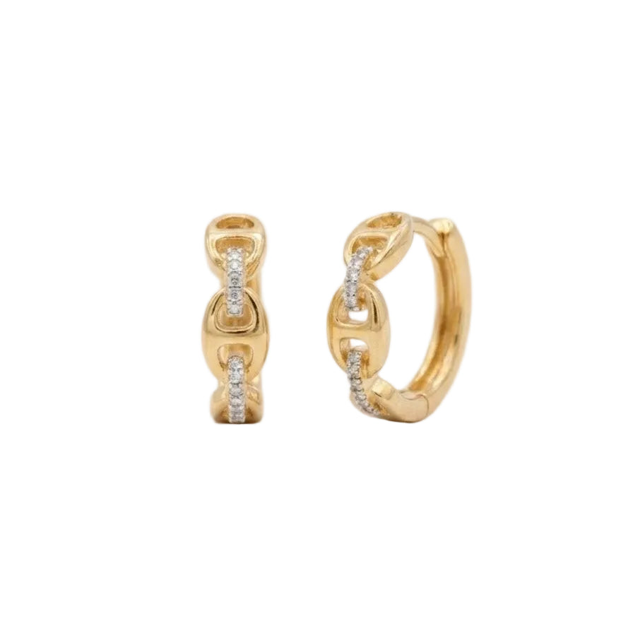 9ct Yellow Gold Link Diamond Huggies