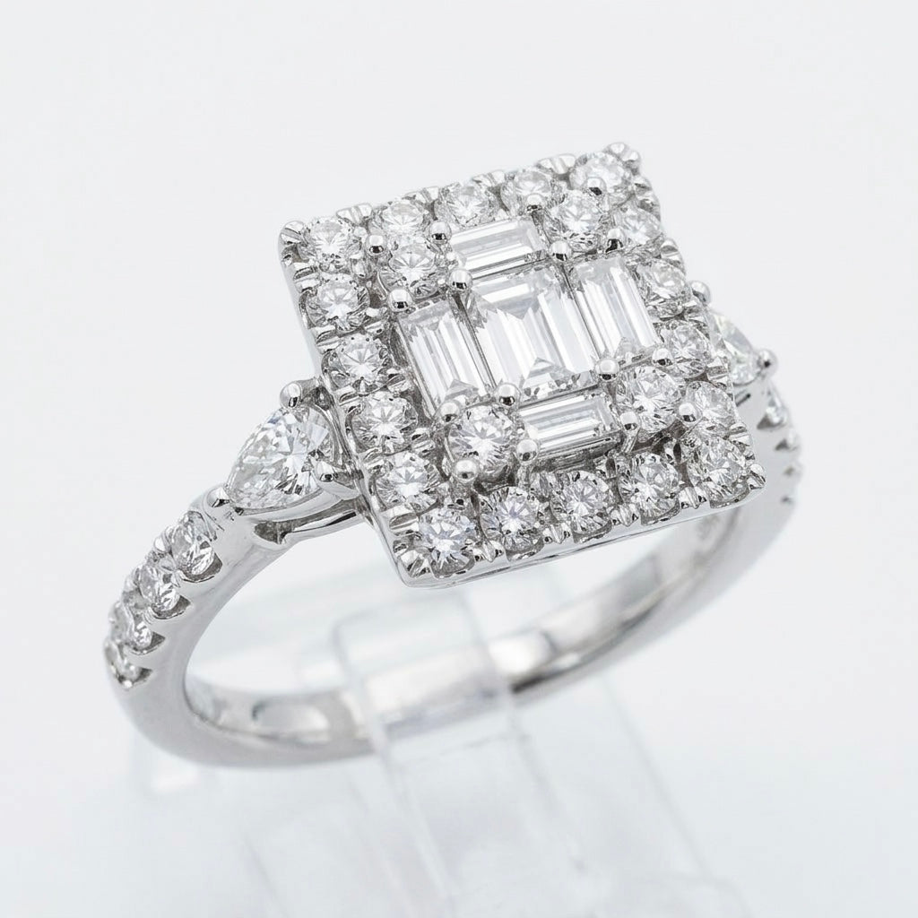 Princess cut Illusion Diamond Ring