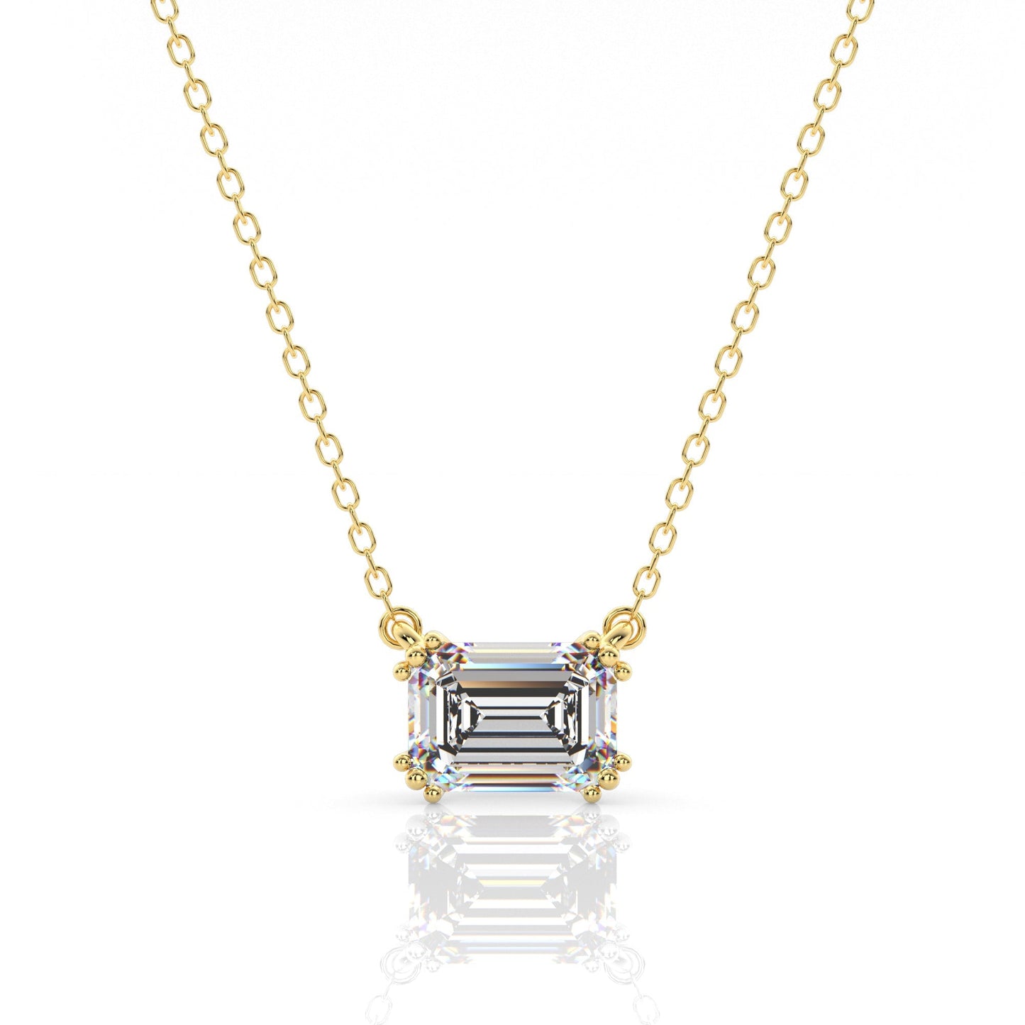 Georgini Elegant Essentials 7mm Emerald Cut Hidden Halo Pendant Gold