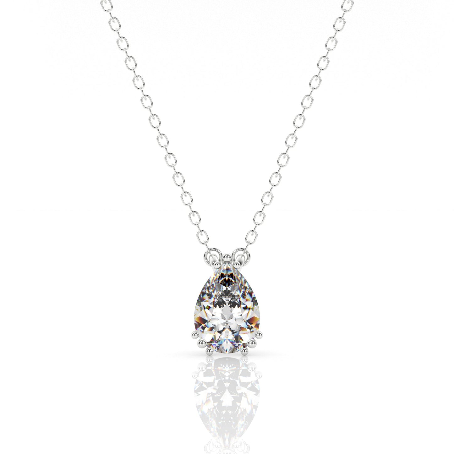 Georgini Elegant Essentials 7mm Pear Cut Hidden Halo Pendant Silver