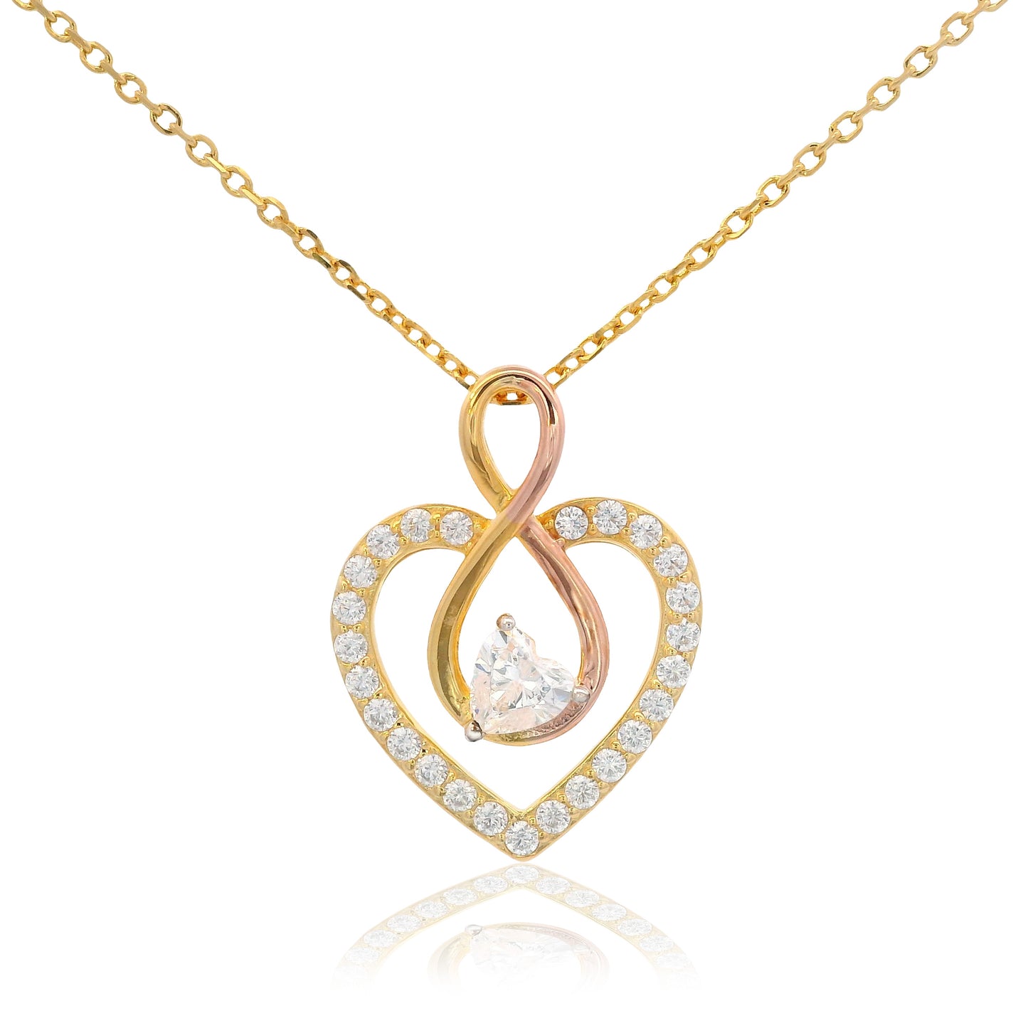 Georgini Forever Hearts Club Love On Loop Pendant Gold & Rose Gold