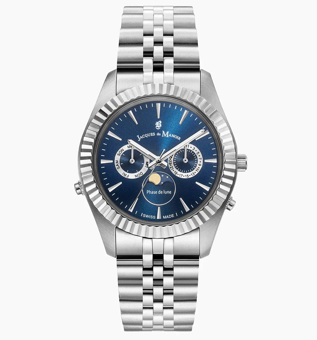 Jacques du Manoir Inspiration Moonphase Silver Watch