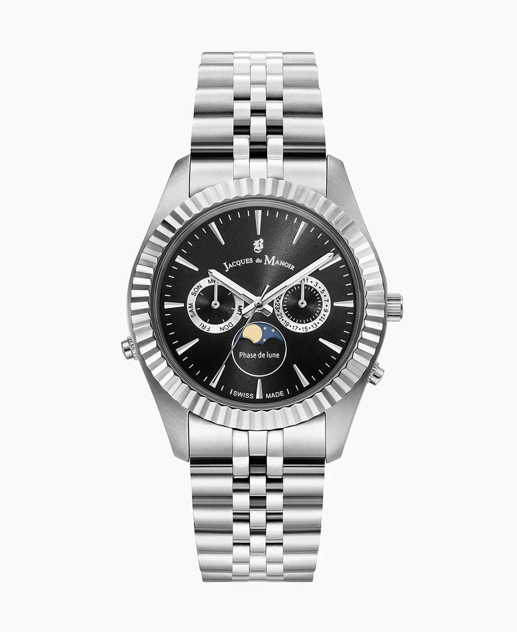 Jacques du Manoir Swiss-Made Pro Scuba 43 Stainless Steel and Black Watch