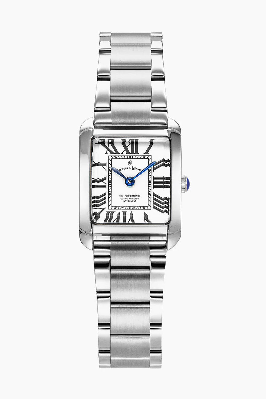 Emily Silver-Tone White Dial Swiss Watch - Jacques Du Manoir