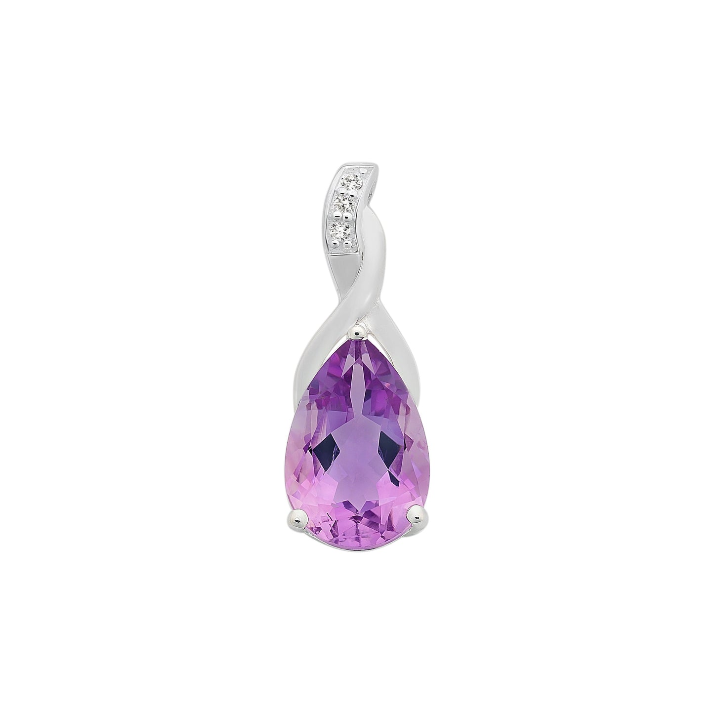 Sterling Silver Amethyst & Cubic Zirconia Pendant