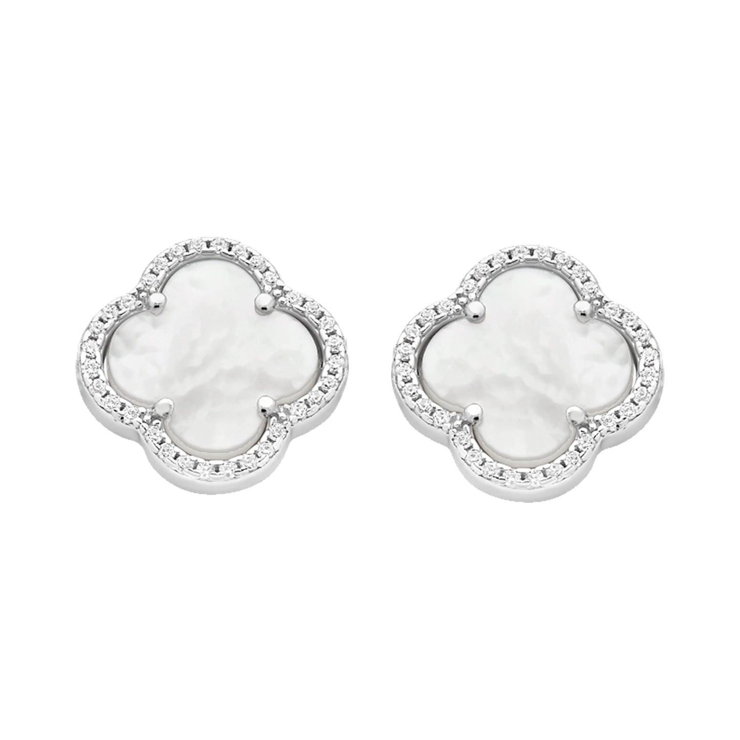 Sterling Silver Mother Of Pearl & Cubic Zirconia Earrings