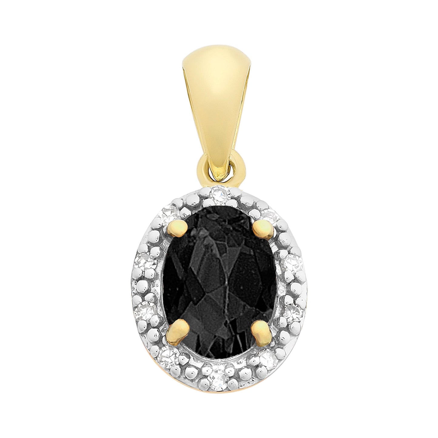 9ct Gold Natural Sapphire & Diamond Pendant