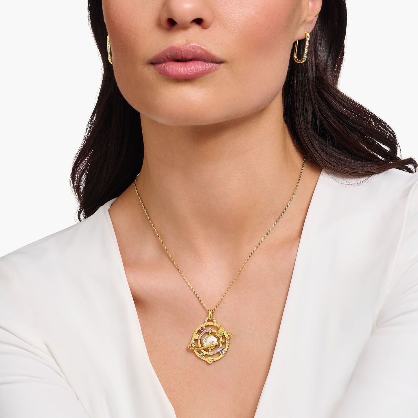 THOMAS SABO Gold Planetary Ring Pendant with Colourful Stones