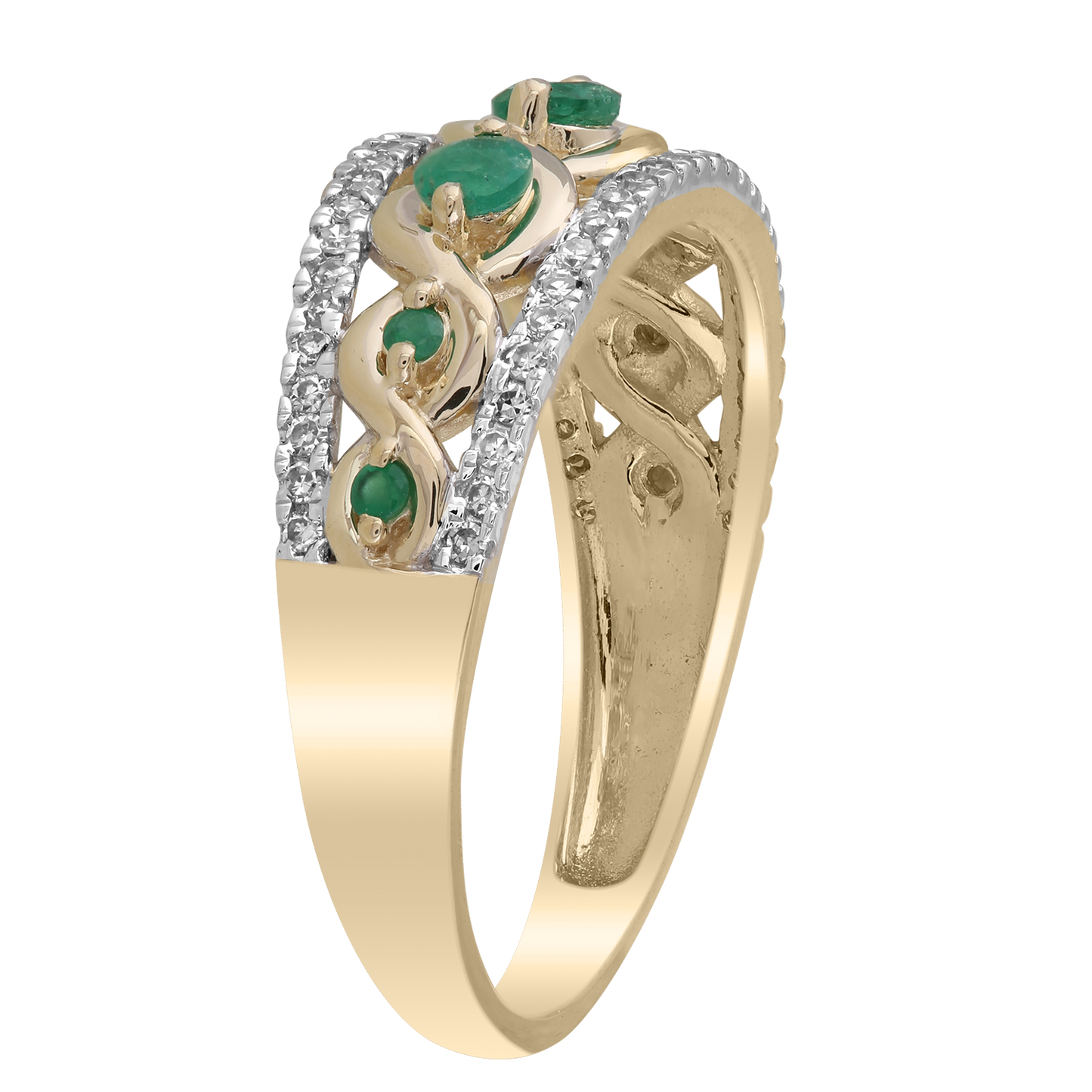 Emerald Ring with 0.20ct Diamonds in 9ct Yellow Gold