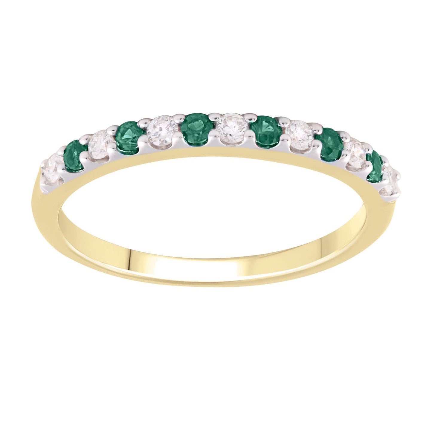 Emerald Ring with 0.15ct Diamonds in 9ct Yellow Gold