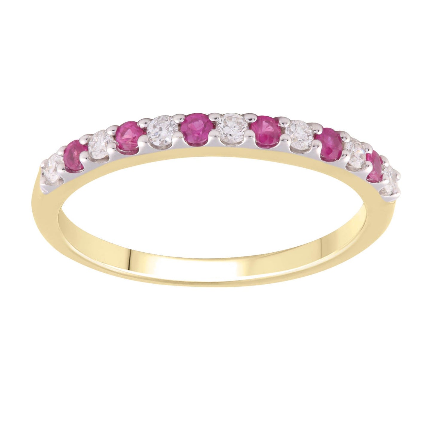 Ruby Ring with 0.15ct Diamond in 9ct Yellow Gold